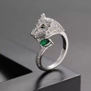 925 Sterling Silver Panther Cat Ring